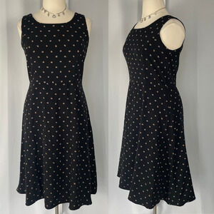 A Line Midi Dress Size 14 Black Tan Geometric Print Sleeveless Retro Casual Y2K